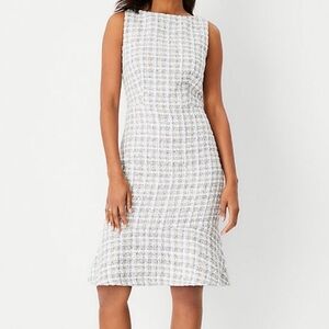 NWT Ann Taylor White and Gray Tweed Dress